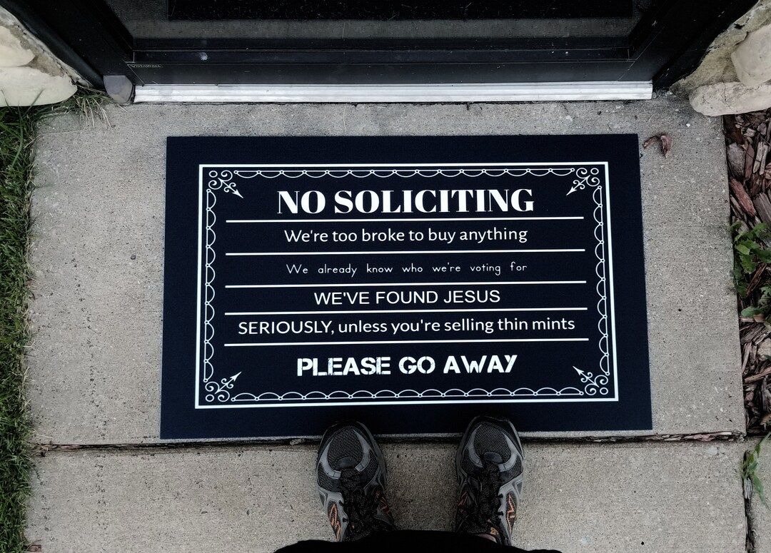 No Solicitors Doormat / No Soliciting / 18x30 & 24x36 - Etsy