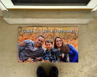 Your family photo on a doormat. Free editing! / Please read the item description.