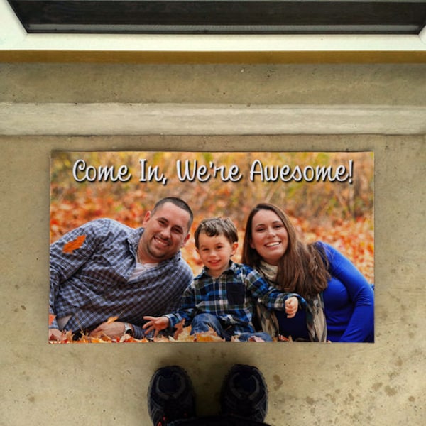 Your family photo on a doormat. Free editing! / Please read the item description.