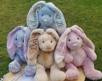 Large Personalized Easter Bunny with name and year, a plush bunny perfect for your Easter Basket, baby first Easter or a baby shower gift