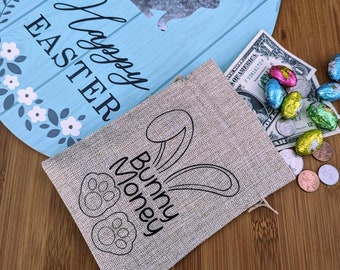 Personalized Bunny Money Gift Bag - Easter Bunny Surprise! Easter Basket filler - Easter bag for money and candy - gift for kids