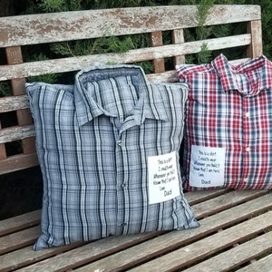 Memory Pillow made with your loved ones clothing items.  Bereavement gift, Christmas gift.  Gift for family. Personalized keepsake pillow.