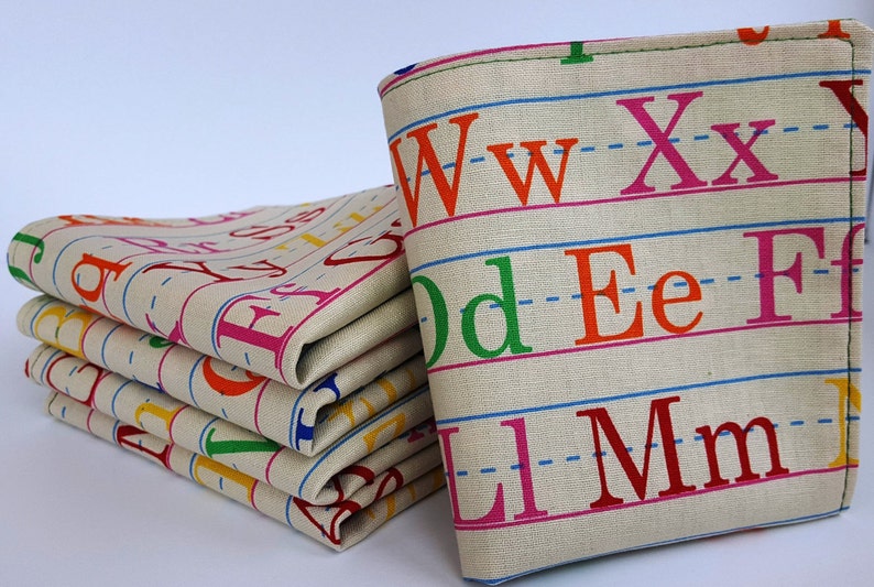 Lunch Box Napkins Set of 5 Colorful ABCs Back to School Etsy