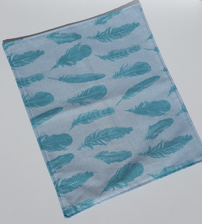 Cloth Napkins Set of 4 Elegant Teal Feathers with a Teal Etsy