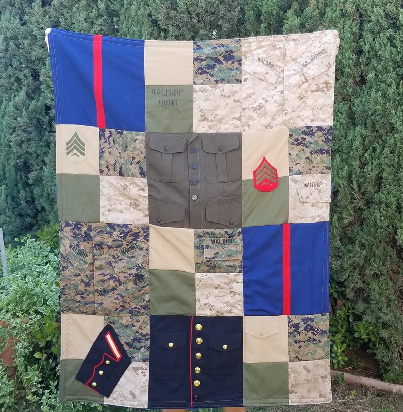 Custom Memory Quilt with Military Uniform lasting memory quilt, lap quilt, throw quilt, personalized with your Uniforms by Sew4MyLoves Bild 2