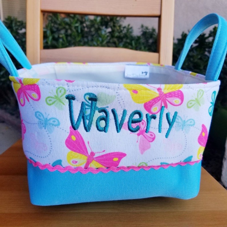 Personalized Easter Basket with soft canvas prints, Easter Basket with child's name, Easter Basket, baby first Easter or a baby shower gift Butterflies