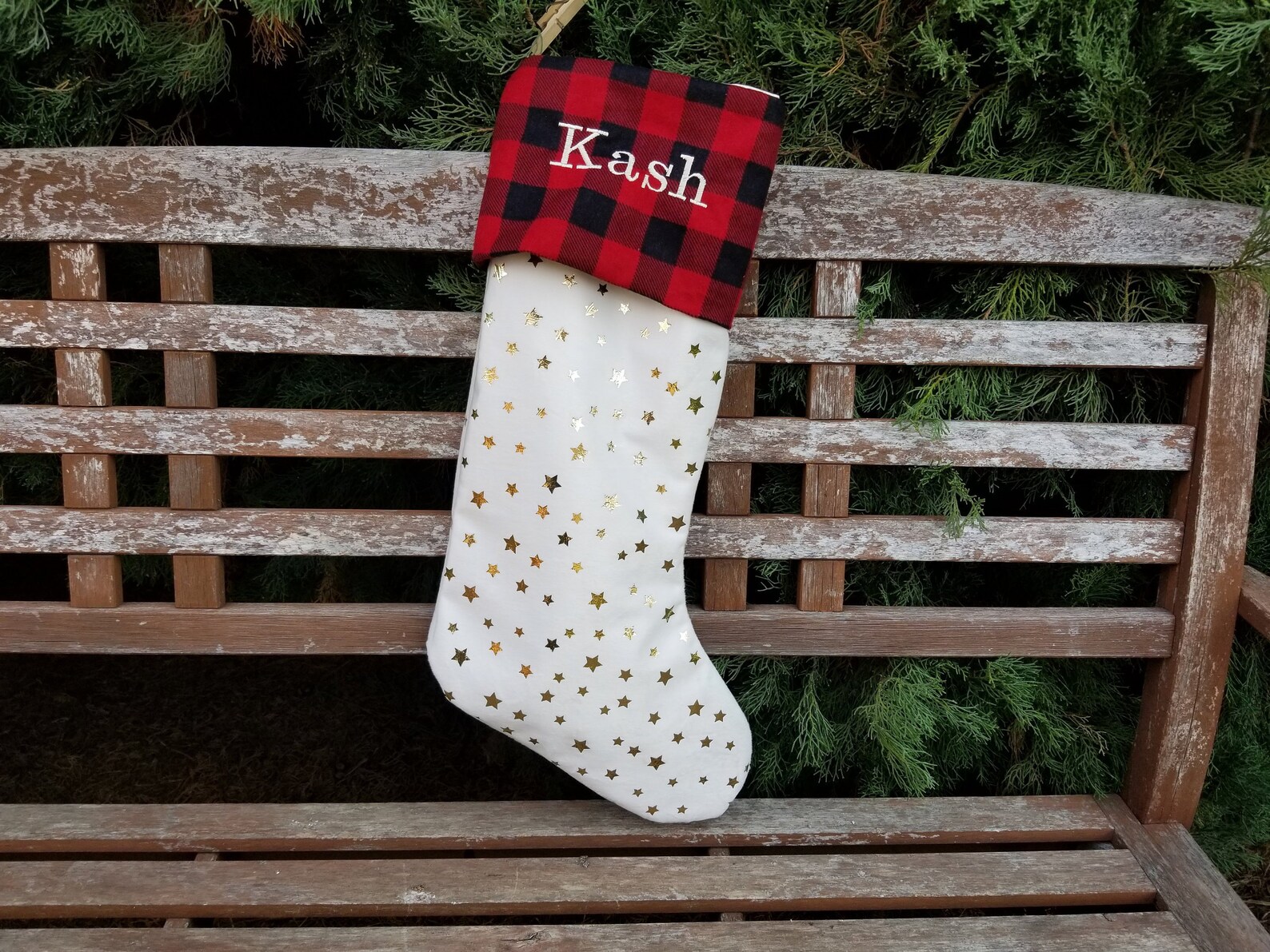 Personalization Universe Classic Elegance Personalized Christmas Stockings With Gold Braided Trim - Custom Embroidery, Name Or Mongram, 100% Polyester, 19.5" Long - Holiday Decor Or Gift - Burgundy