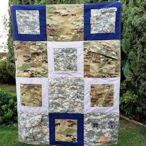 Custom Memory Quilt with Military Uniform lasting memory quilt, lap quilt, throw quilt, personalized with your Uniforms by Sew4MyLoves Bild 8