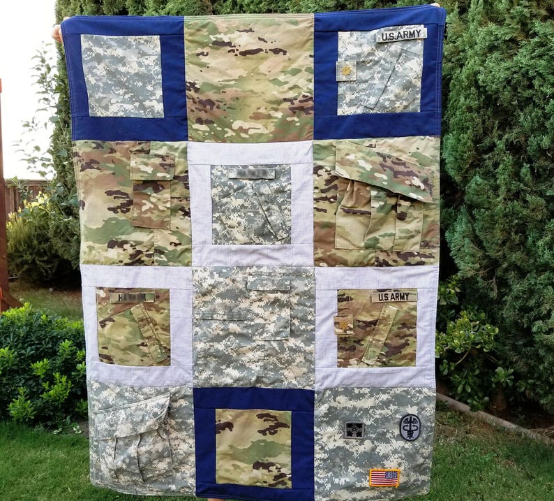 Custom Memory Quilt with Military Uniform lasting memory quilt, lap quilt, throw quilt, personalized with your Uniforms by Sew4MyLoves Bild 8