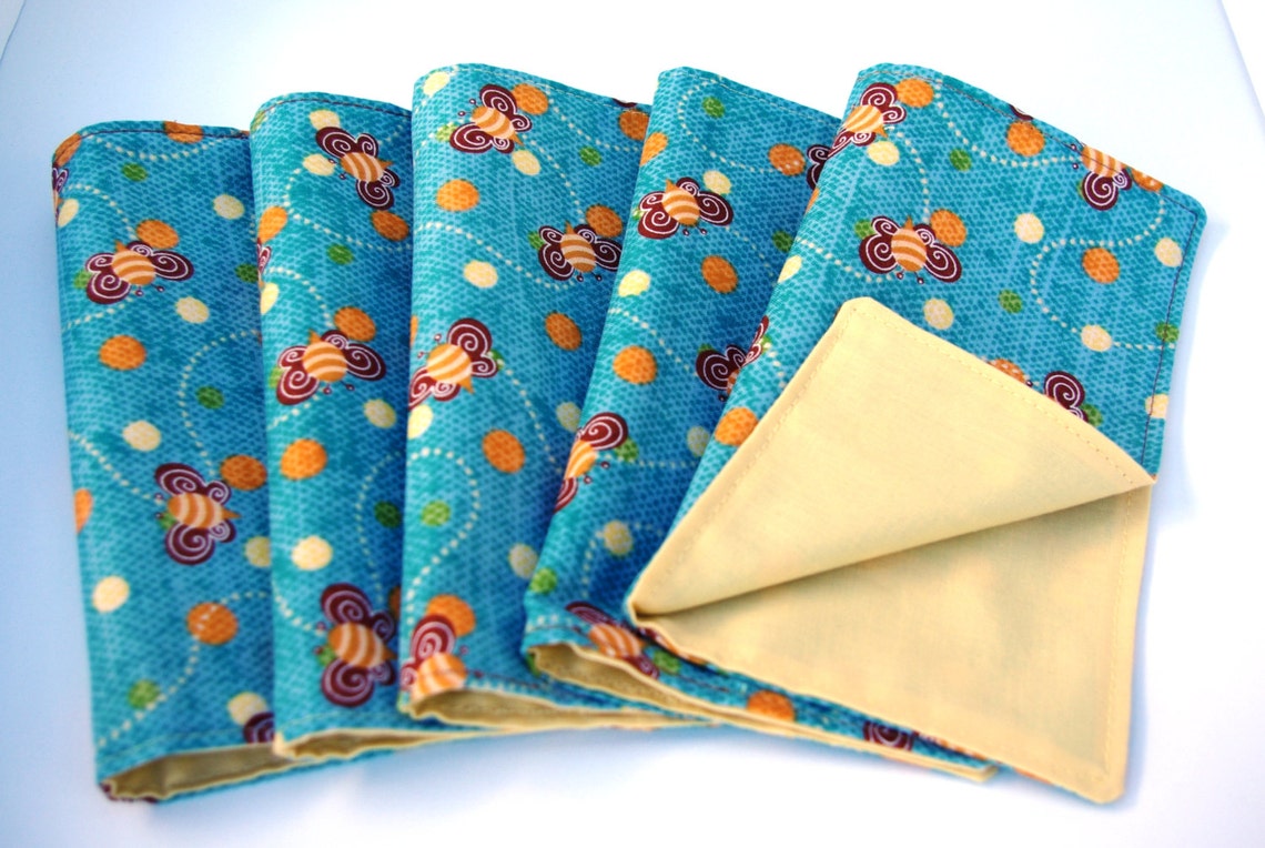 Lunch Box Napkins Set of 5 Busy Bees & Buttercup yellow Etsy