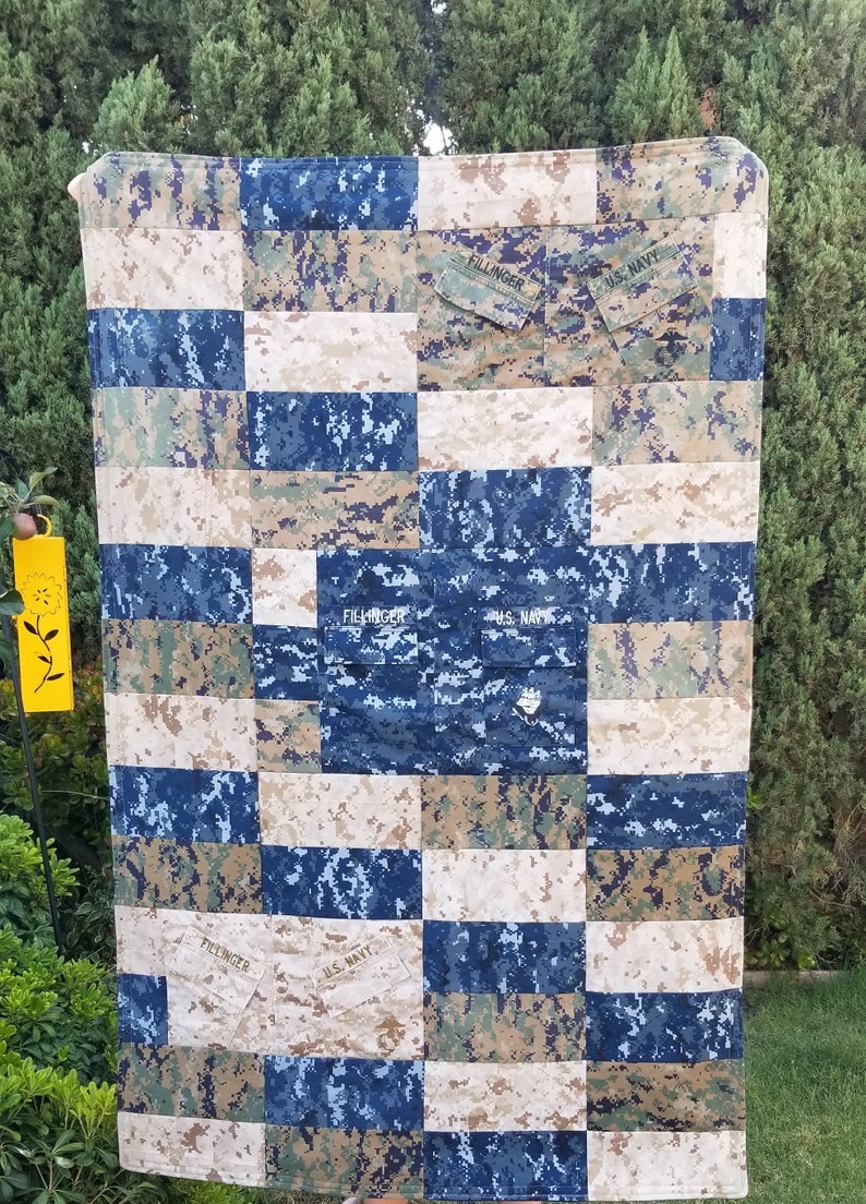 Custom Memory Quilt with Military Uniform lasting memory quilt, lap quilt, throw quilt, personalized with your Uniforms by Sew4MyLoves Bild 10