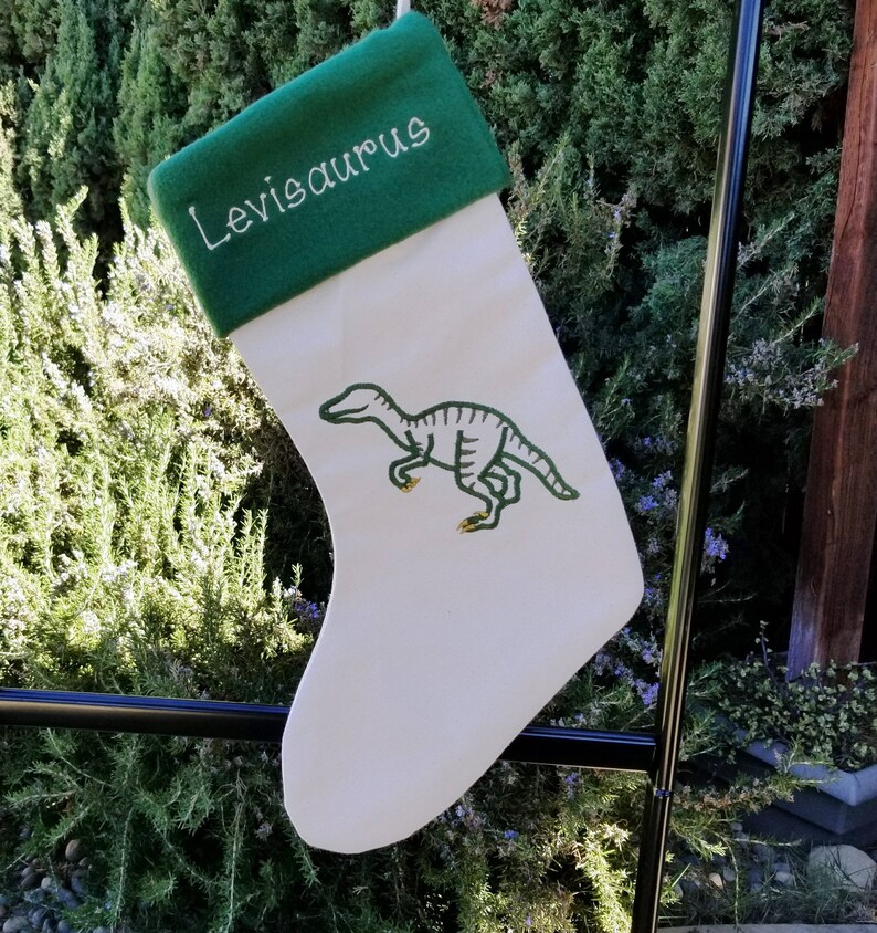 colorful Christmas mantel funny holiday decor kids stockings mamasaurus daddysaurus dinosaur stocking Personalized Christmas stocking
