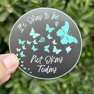 Round Grief Sticker with Sentimental Butterflies. Grief Sticker, Water Bottle, laptop, car, book sticker. Vinyl Grief decal, car decal.