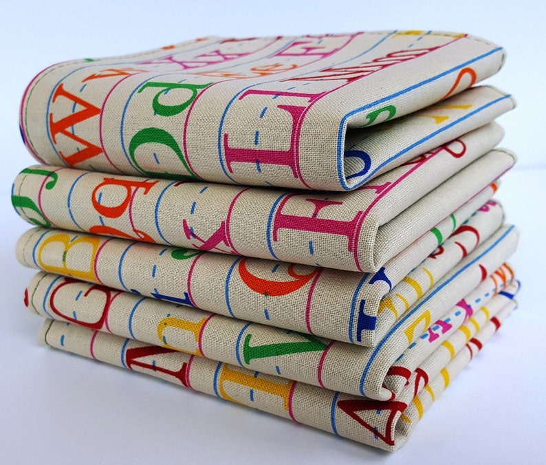 Lunch Box Napkins Set of 5 Colorful ABCs Back to School Etsy