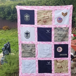 Custom Memory Quilt with Military Uniform lasting memory quilt, lap quilt, throw quilt, personalized with your Uniforms by Sew4MyLoves Bild 9