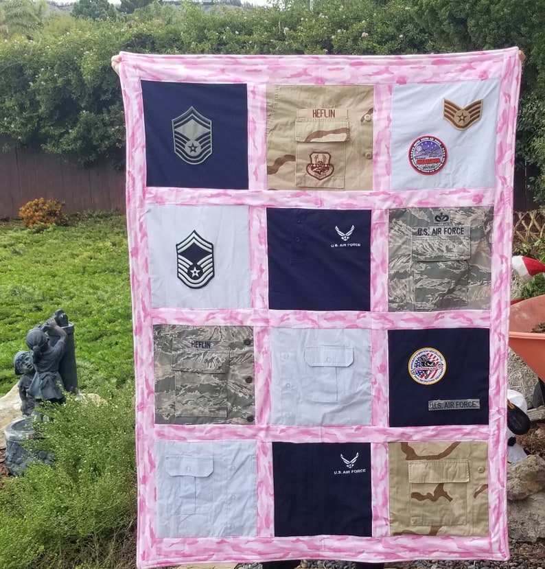 Custom Memory Quilt with Military Uniform lasting memory quilt, lap quilt, throw quilt, personalized with your Uniforms by Sew4MyLoves Bild 9