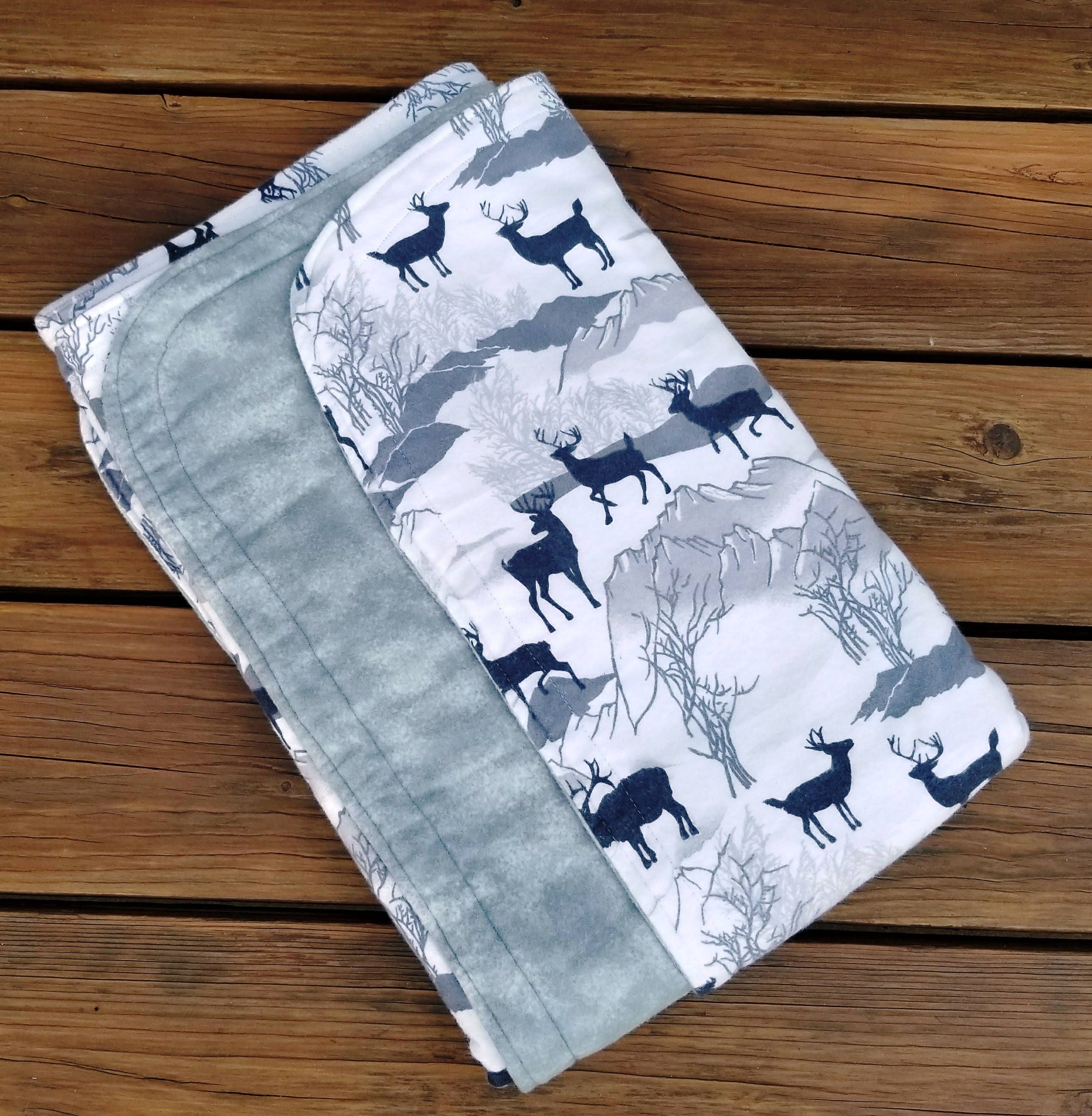 Silhouette Deer Quilt Winter Throw Blanket Baby Deer Quilt ...