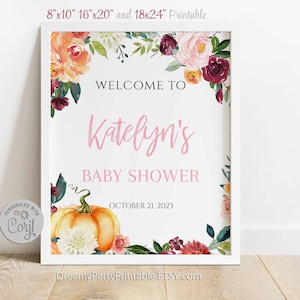 Pumpkin Welcome Sign, Little Pumpkin Baby Shower Welcome Sign, Fall Shower Welcome Sign, Bridal Shower Welcome Sign, Template Editable.