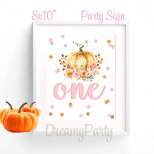 Pumpkin First Birthday, Pumpkin Birthday Party, Pumpkin One Sign, Floral Pumpkin Decorations, Fall 1st birthday, 8x10, Digital File