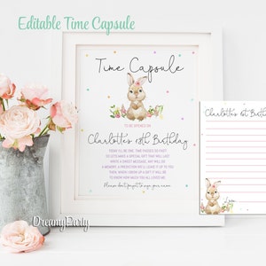 Some Bunny Time Capsule, bewerkbare Bunny 1e verjaardag Time Capsule, bord en kaarten, Some Bunny is One Party Decor, afdrukbaar