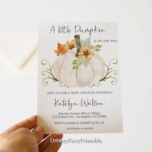 Pumpkin Baby Shower Invitation, Little Pumpkin Baby Shower Invite, Fall Baby Shower, Editable, Autumn baby shower, gender neutral, digital.