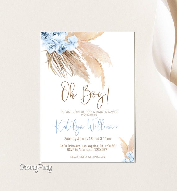 Boho baby shower store invitations boy