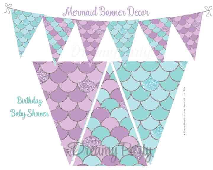 Mermaid Party Decorations Mermaid Banner Decor Printable | Etsy