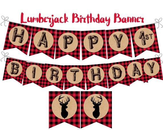 Lumberjack Birthday Banner Lumberjack Printable Banner Boys - Etsy