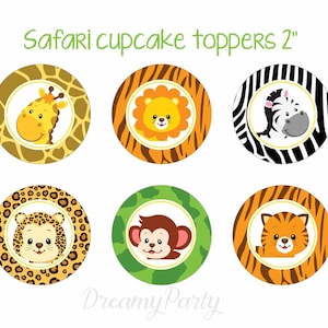 Safari Animal Cupcake Toppers: Jungle Party Decorations (Digital File)