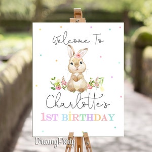 Some Bunny  Birthday Welcome Sign, Some bunny is one welcome sign, 8"x10 and 16"x20"  Editable Template Instant Download