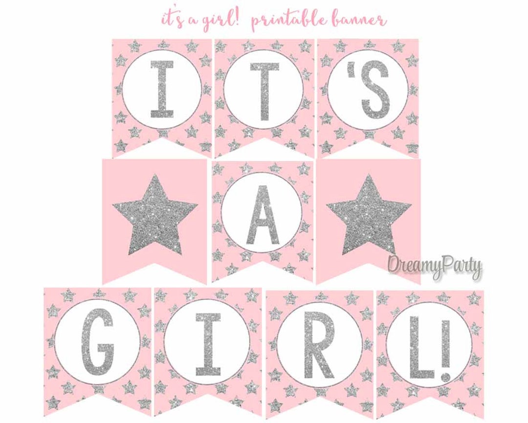 Pink and Silver Baby Shower Banner, Twinkle Little Star Baby Shower, It ...