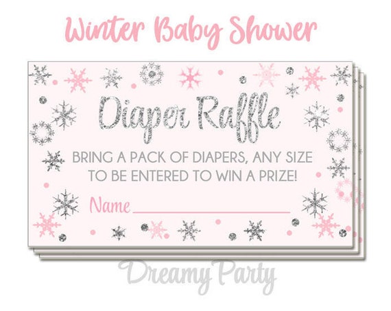 Winter Pink And Silver Diaper Raffle Tickets Winter Etsy