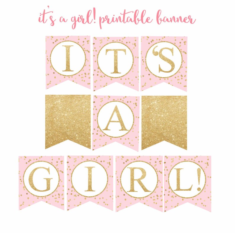 Pink And Gold Baby Shower Banner It S A Girl Banner Etsy