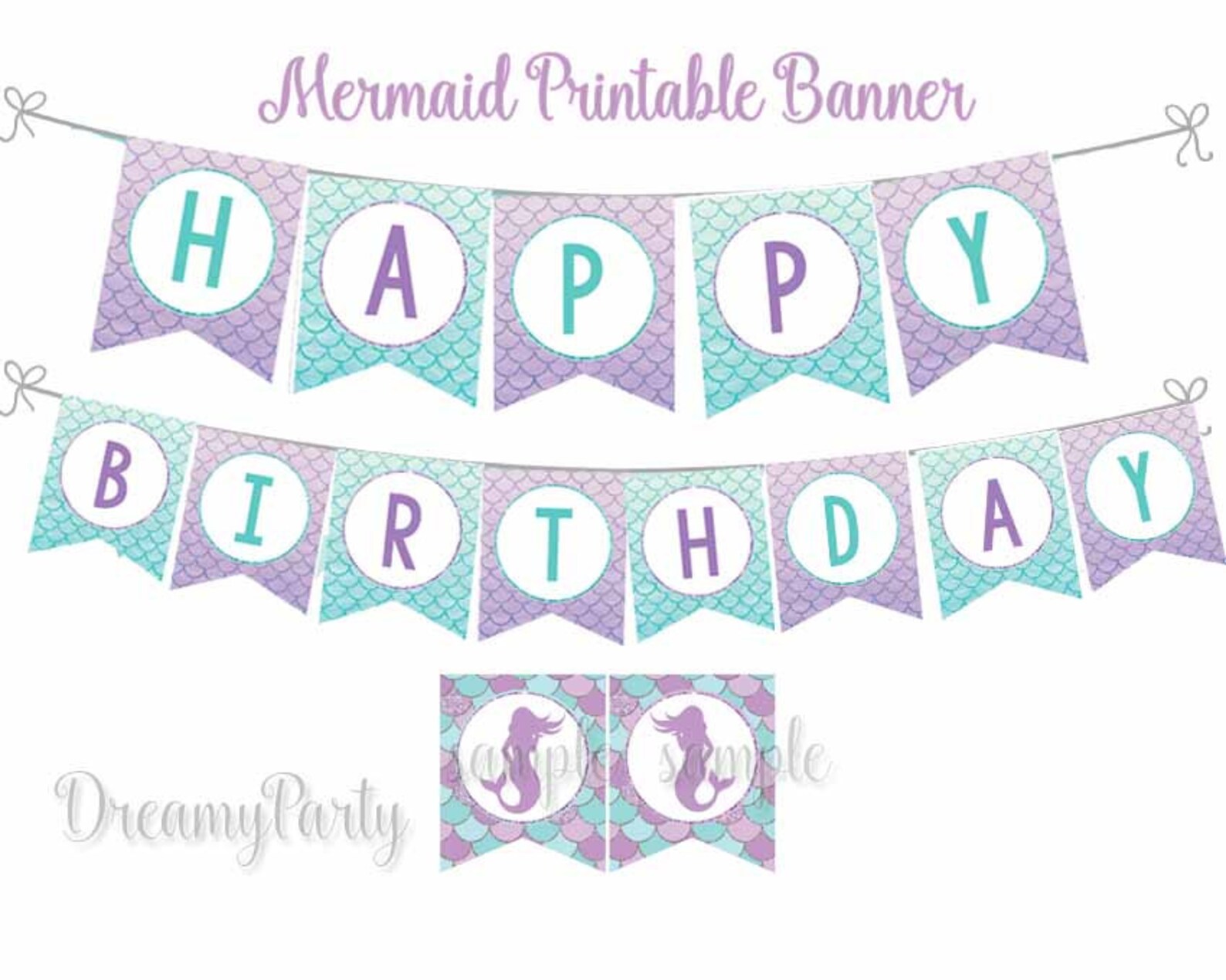 Mermaid Birthday Banner Mermaid Party Decorations Printable - Etsy