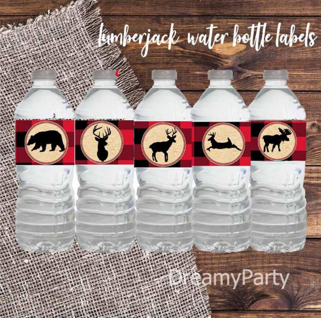 Lumberjack Water Bottle Labels Lumberjack Decorations Red - Etsy