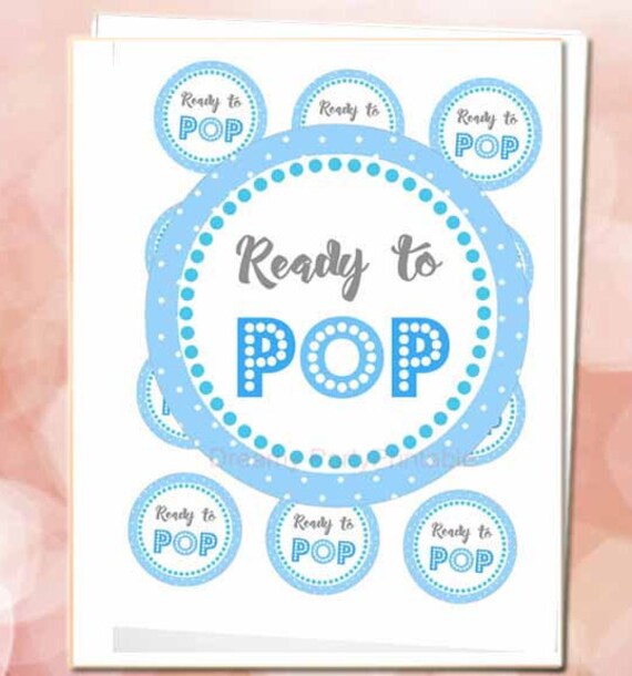 Ready to Pop Sticker Blue 2 , Ready to Pop Circles, Baby Shower Labels,  Ready to Pop Printable, Digital File. - Etsy