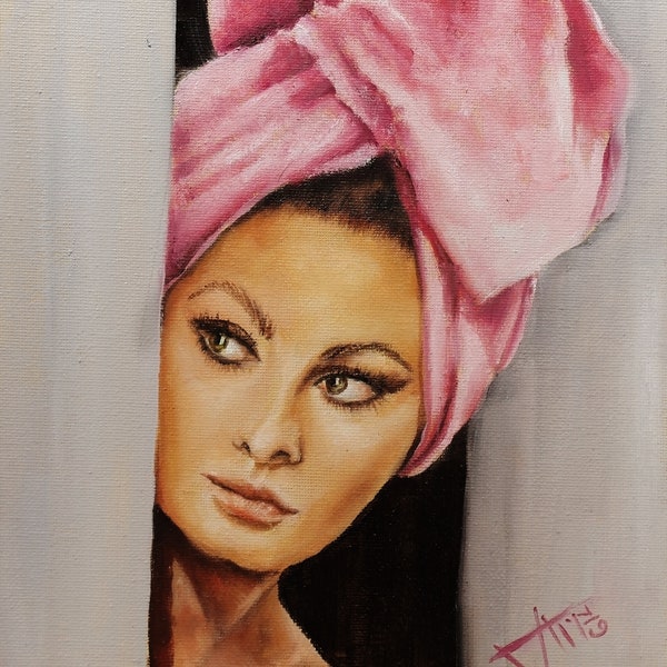 Sophia Loren portrait Art print ,Vintage movie star Hollywood glam
