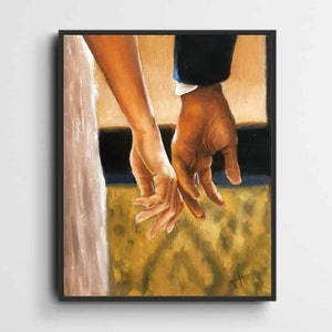 Bridgerton inspired Art print from Original oil painting , Hands Simon and Daphne , couple gift or love decor image 2