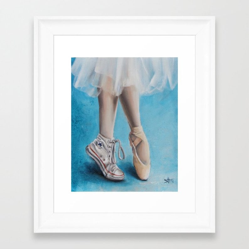 Ballet art print,Ballerina pointe Shoe , converse all star shoe, Ballet decor , girl empowerment image 2