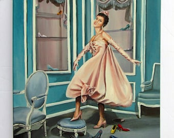 Vintage Fashion Art print " shoe la la"