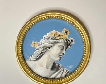 Pintura de Wedgwood Cameo: Arte grecorromano, marco de pan de oro, certificado firmado