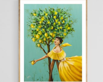 Audrey by the Lemon Tree | Chinoiserie art print