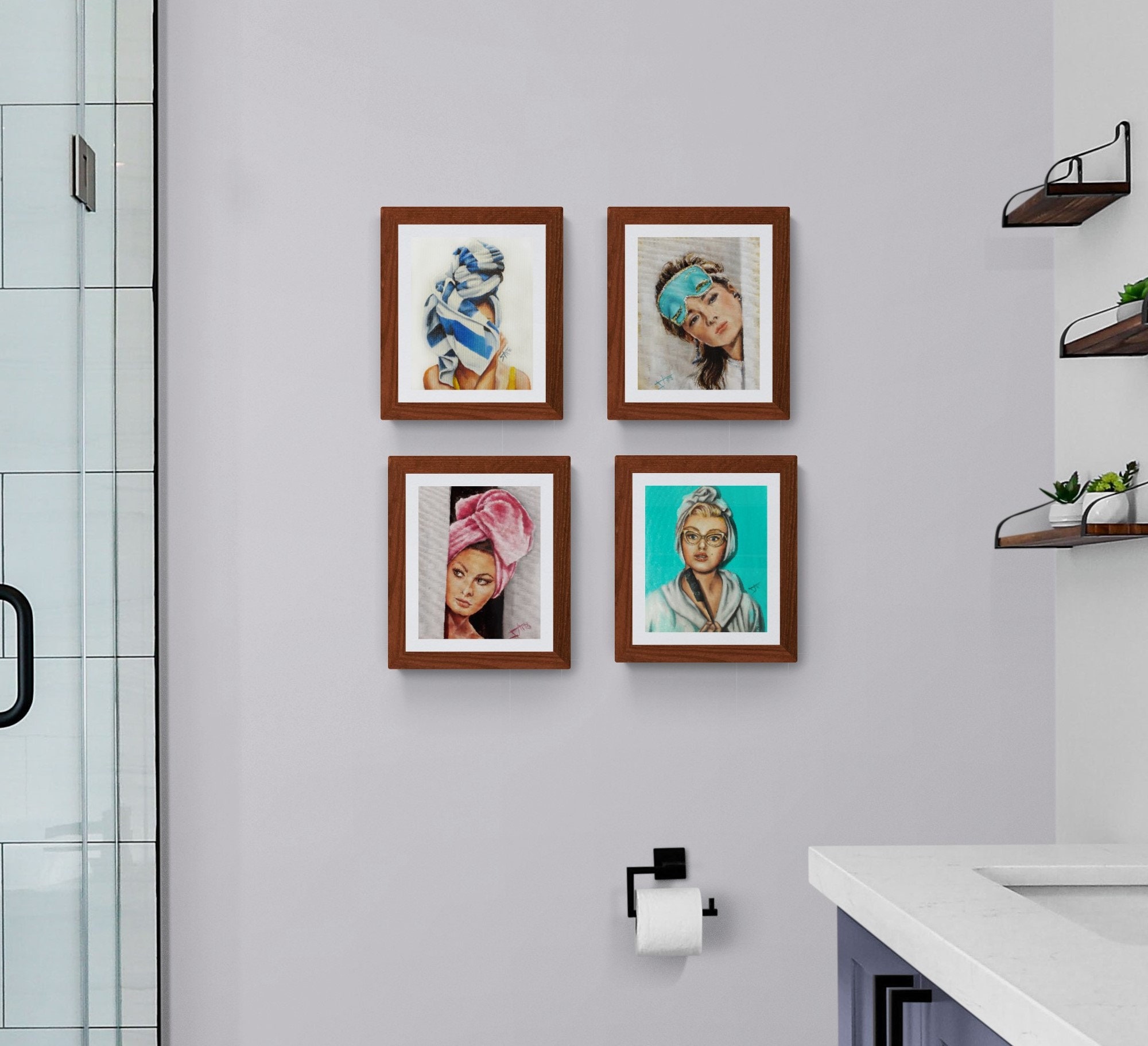 Bathroom art print set