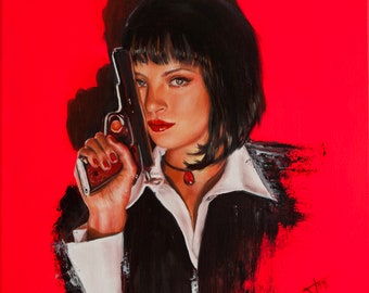 Acrylic Painting on canvas ,Mia Wallace, Pulp Fiction original painting