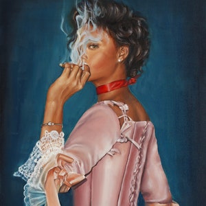Rihanna coquette style |signed Fine art print from original oil painting| Royal core art | Bad Gal Riri