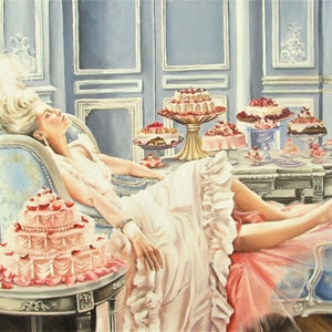 Marie Antoinette fine art Print from original painting , let them eat cake , rococo art image 1