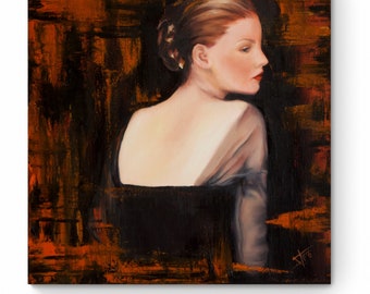 Retrato de la academia, pintura al óleo sobre lienzo, destello vespertino