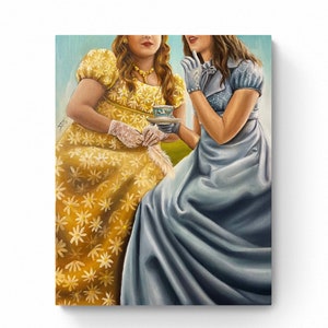 Spill the tea, original oil painting on canvas , Penelope and Eloise Bridgerton