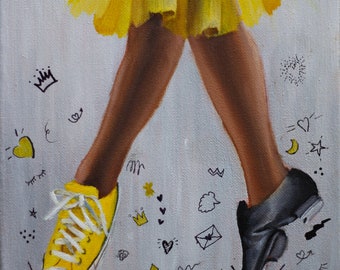 Tap dancing art print, converse all star shoe, dancing decor , girl empowerment