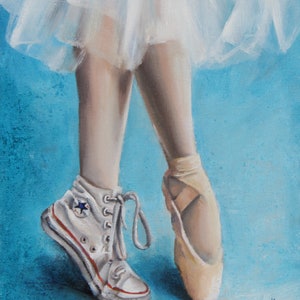 Ballet art print,Ballerina pointe Shoe , converse all star shoe, Ballet decor , girl empowerment image 1